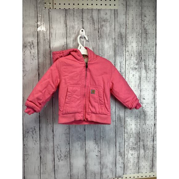 Carhartt Girls' Infant Girls Pink Canvas Active Hooded Insulated Jacket Size 18M